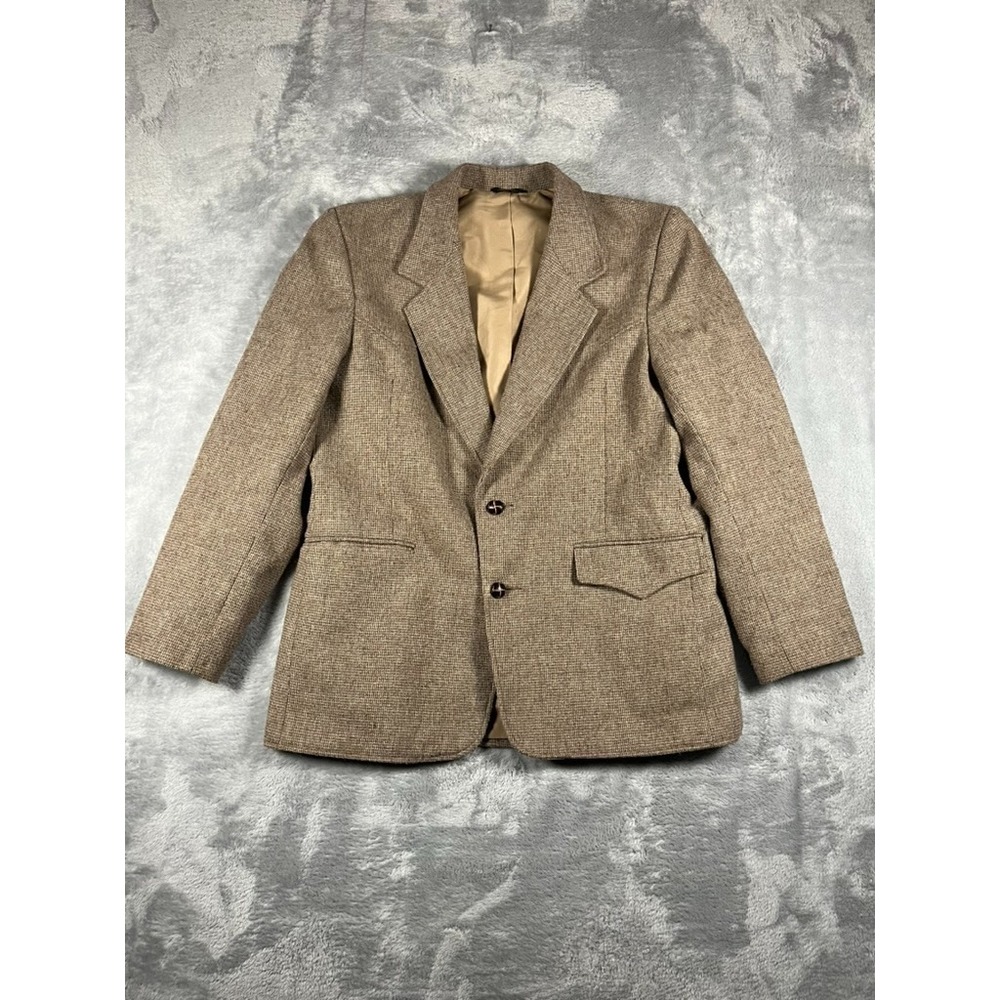 Vtg Pioneer Wear Retro Blazer Western Sports Coat Mens 42 Wool Blend Brown USA